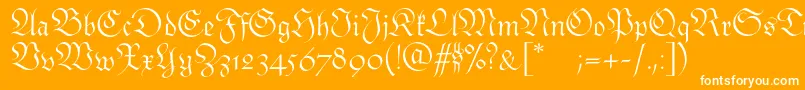 Monarchiaswash-Schriftart – Weiße Schriften auf orangefarbenem Hintergrund