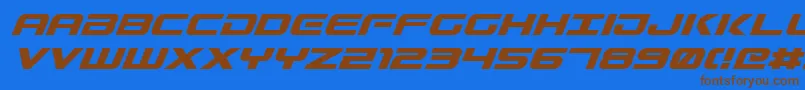 GunshipItalic Font – Brown Fonts on Blue Background