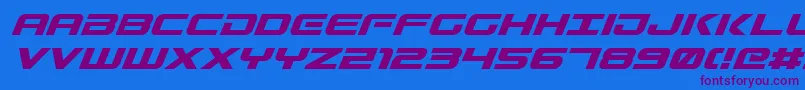 GunshipItalic Font – Purple Fonts on Blue Background