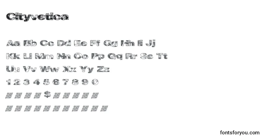 Schriftart Cityvetica – Alphabet, Zahlen, spezielle Symbole