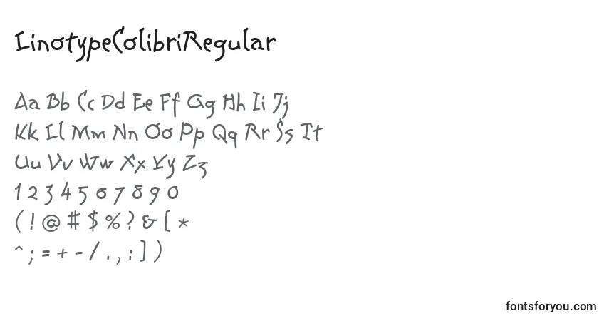 Шрифт LinotypeColibriRegular – алфавит, цифры, специальные символы