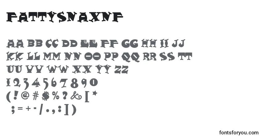 Schriftart Fattysnaxnf (108238) – Alphabet, Zahlen, spezielle Symbole
