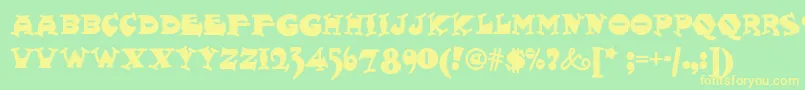 Fattysnaxnf Font – Yellow Fonts on Green Background