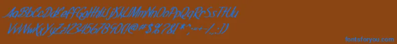 Шрифт SfFoxboroScriptBoldItalic – синие шрифты на коричневом фоне