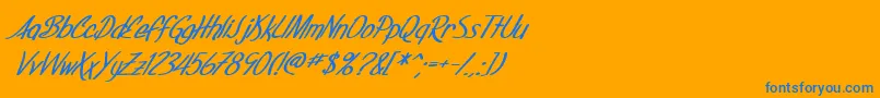 SfFoxboroScriptBoldItalic Font – Blue Fonts on Orange Background