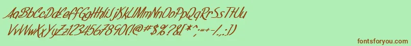 SfFoxboroScriptBoldItalic Font – Brown Fonts on Green Background