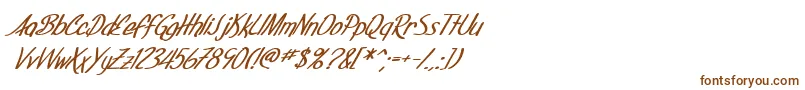 フォントSfFoxboroScriptBoldItalic – 白い背景に茶色のフォント