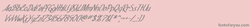 フォントSfFoxboroScriptBoldItalic – ピンクの背景に灰色の文字