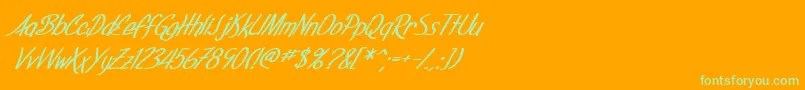 フォントSfFoxboroScriptBoldItalic – オレンジの背景に緑のフォント