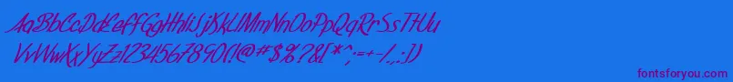 SfFoxboroScriptBoldItalic Font – Purple Fonts on Blue Background