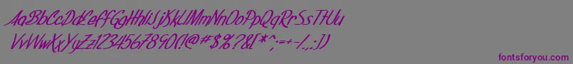 Fonte SfFoxboroScriptBoldItalic – fontes roxas em um fundo cinza