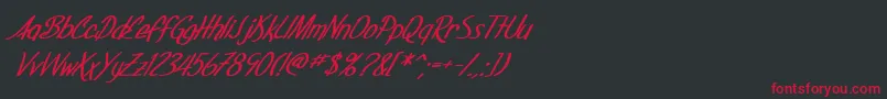 フォントSfFoxboroScriptBoldItalic – 黒い背景に赤い文字