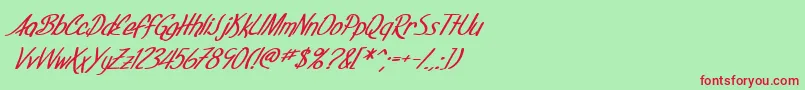 フォントSfFoxboroScriptBoldItalic – 赤い文字の緑の背景