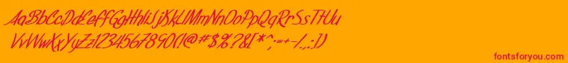 Шрифт SfFoxboroScriptBoldItalic – красные шрифты на оранжевом фоне