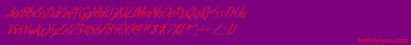 SfFoxboroScriptBoldItalic-Schriftart – Rote Schriften auf violettem Hintergrund