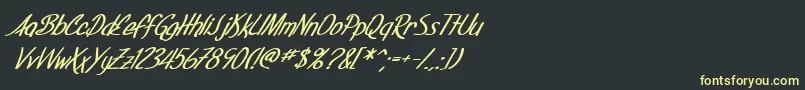 フォントSfFoxboroScriptBoldItalic – 黒い背景に黄色の文字