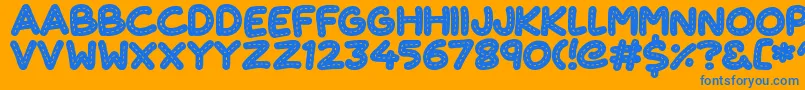 CuteStitch-Schriftart – Blaue Schriften auf orangefarbenem Hintergrund