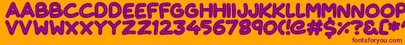 CuteStitch-Schriftart – Violette Schriften auf orangefarbenem Hintergrund