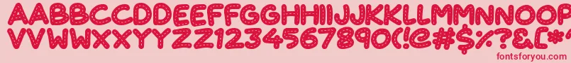 CuteStitch Font – Red Fonts on Pink Background