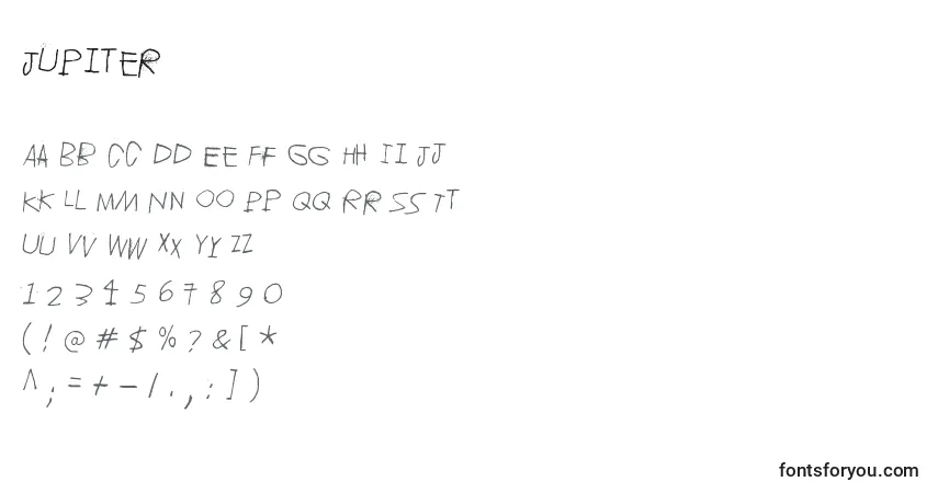 Jupiter-fontti – aakkoset, numerot, erikoismerkit