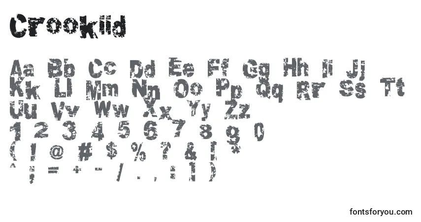 A fonte Crookiid – alfabeto, números, caracteres especiais