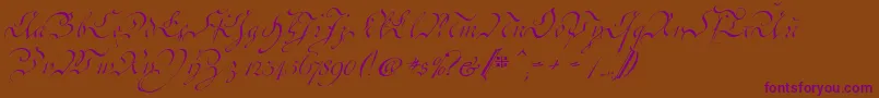 CoentgenKanzley-Schriftart – Violette Schriften auf braunem Hintergrund