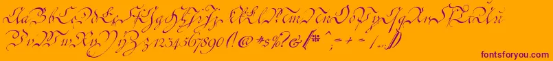 CoentgenKanzley-Schriftart – Violette Schriften auf orangefarbenem Hintergrund