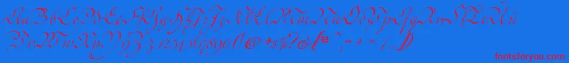 CoentgenKanzley-Schriftart – Rote Schriften auf blauem Hintergrund