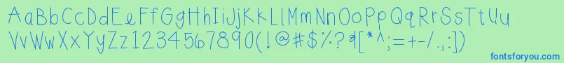 Sunnyday-fontti – siniset fontit vihreällä taustalla