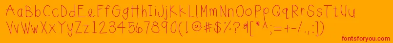 Sunnyday-Schriftart – Rote Schriften auf orangefarbenem Hintergrund