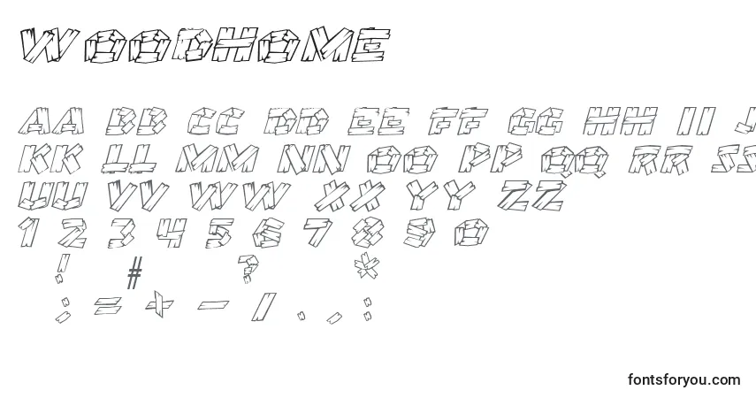 A fonte Woodhome – alfabeto, números, caracteres especiais