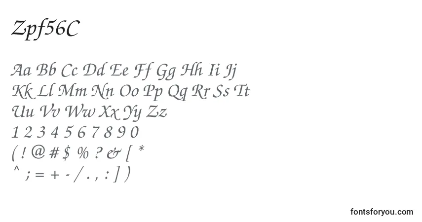 Czcionka Zpf56C – alfabet, cyfry, specjalne znaki