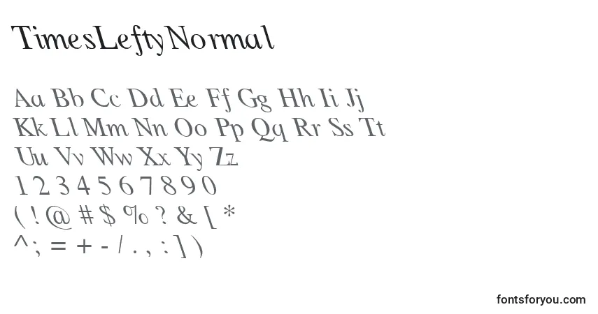 Czcionka TimesLeftyNormal – alfabet, cyfry, specjalne znaki