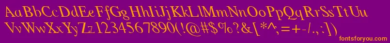 Weitere Informationen zur TimesLeftyNormal-Schriftart TimesLeftyNormal-Schriftart – Orangefarbene Schriften auf violettem Hintergrund