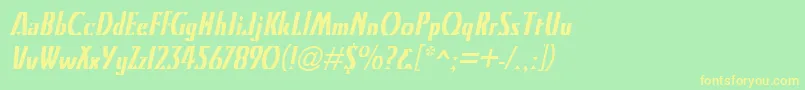 フォントKristinItalic – 黄色の文字が緑の背景にあります