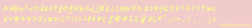 フォントMyHandFights – 黄色のフォント、ピンクの背景