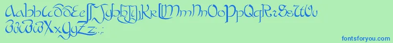 BastardaPlain. Font – Blue Fonts on Green Background