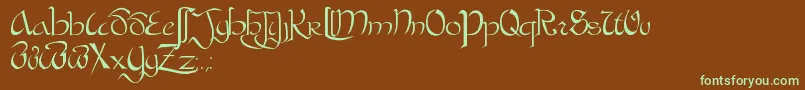 BastardaPlain.-fontti – vihreät fontit ruskealla taustalla