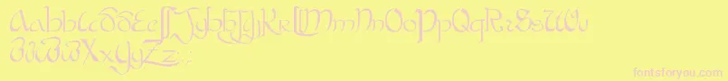 BastardaPlain.-fontti – vaaleanpunaiset fontit keltaisella taustalla