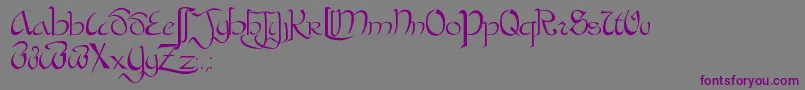 フォントBastardaPlain. – 紫色のフォント、灰色の背景