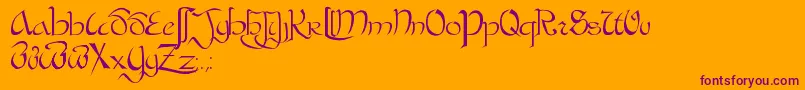 フォントBastardaPlain. – オレンジの背景に紫のフォント