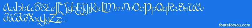 BastardaPlain. Font – Yellow Fonts on Blue Background