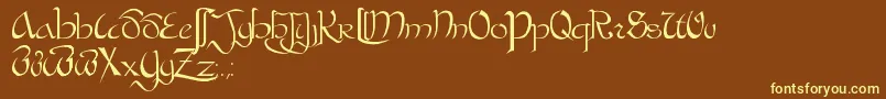 BastardaPlain.-fontti – keltaiset fontit ruskealla taustalla