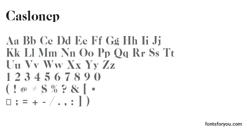 Czcionka Casloncp – alfabet, cyfry, specjalne znaki