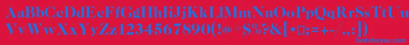 Casloncp-Schriftart – Blaue Schriften auf rotem Hintergrund
