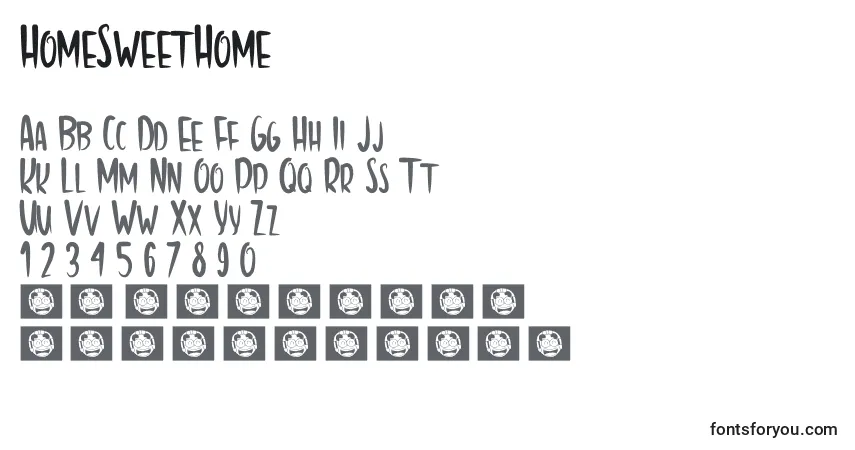 Schriftart HomeSweetHome (108257) – Alphabet, Zahlen, spezielle Symbole