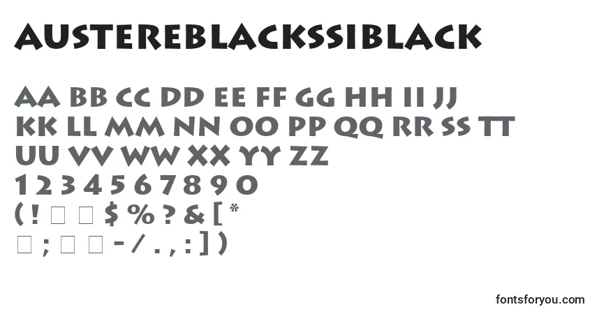 Czcionka AustereBlackSsiBlack – alfabet, cyfry, specjalne znaki