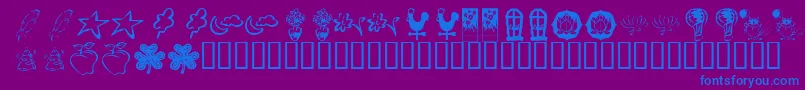 フォントKrKatlingsFour – 紫色の背景に青い文字