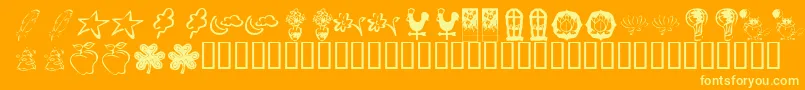 KrKatlingsFour-fontti – keltaiset fontit oranssilla taustalla