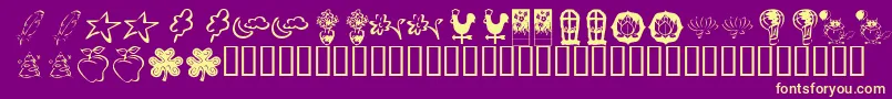 KrKatlingsFour-fontti – keltaiset fontit violetilla taustalla